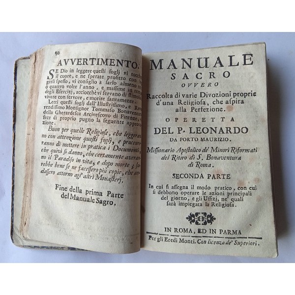 Manuale sacro ovvero raccolta di varie divozioni proprie d’una religiosa che aspira alla perfe Manuale sacro ovvero raccolta di varie divozioni proprie d’una religiosa che aspira alla perfe