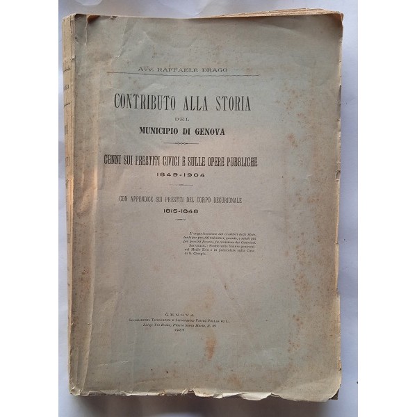 Contributo alla storia del Municipio di Genova Contributo alla storia del Municipio di Genova