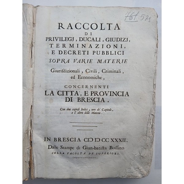 Raccolta di privilegj, ducali, giudizj, terminazioni, e decreti pubblici Raccolta di privilegj, ducali, giudizj, terminazioni, e decreti pubblici